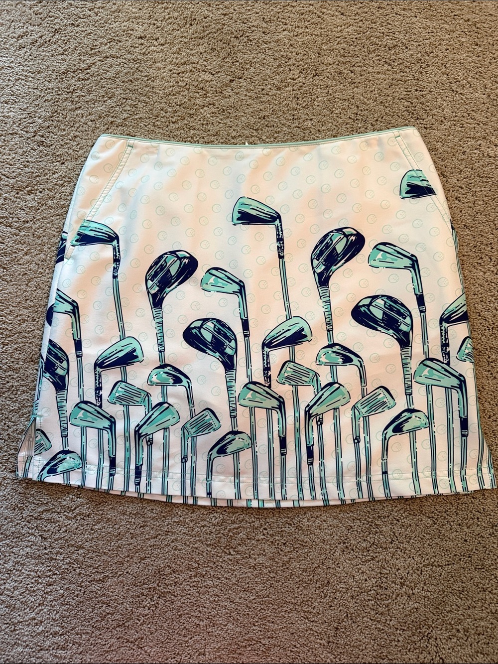 Vineyard Vines Pink Mini Skirt with Teal & Navy Golf Club Print
